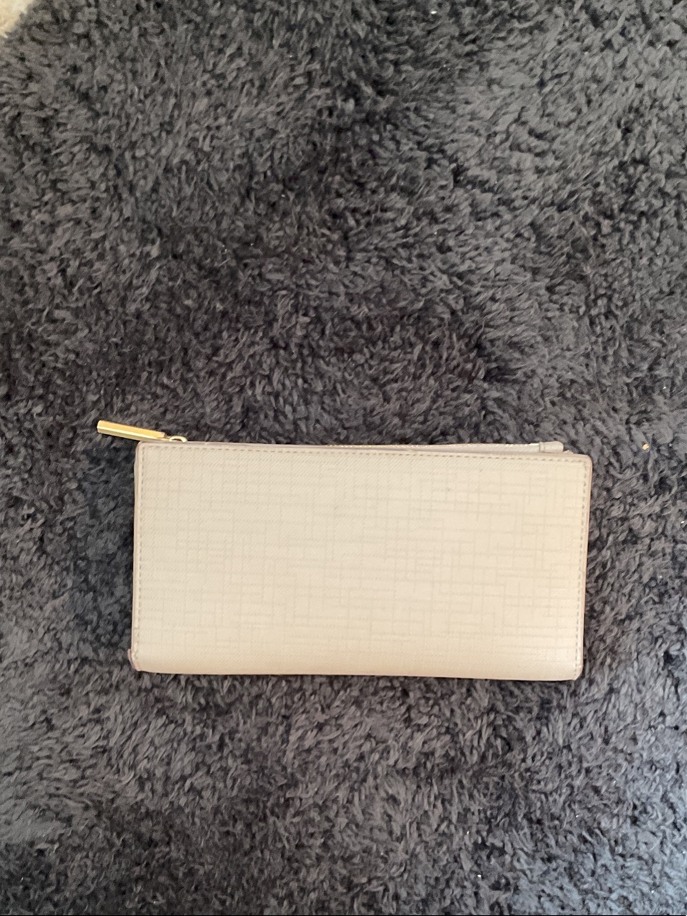 Dagne Dover Cream Textured Zip-Around Wallet for Women